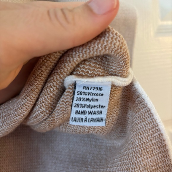 Anthropologie White and Brown Poncho Sweater - Picture 7 of 9